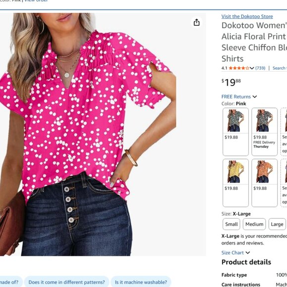 Dokotoo Tops - Pink and White Blouse